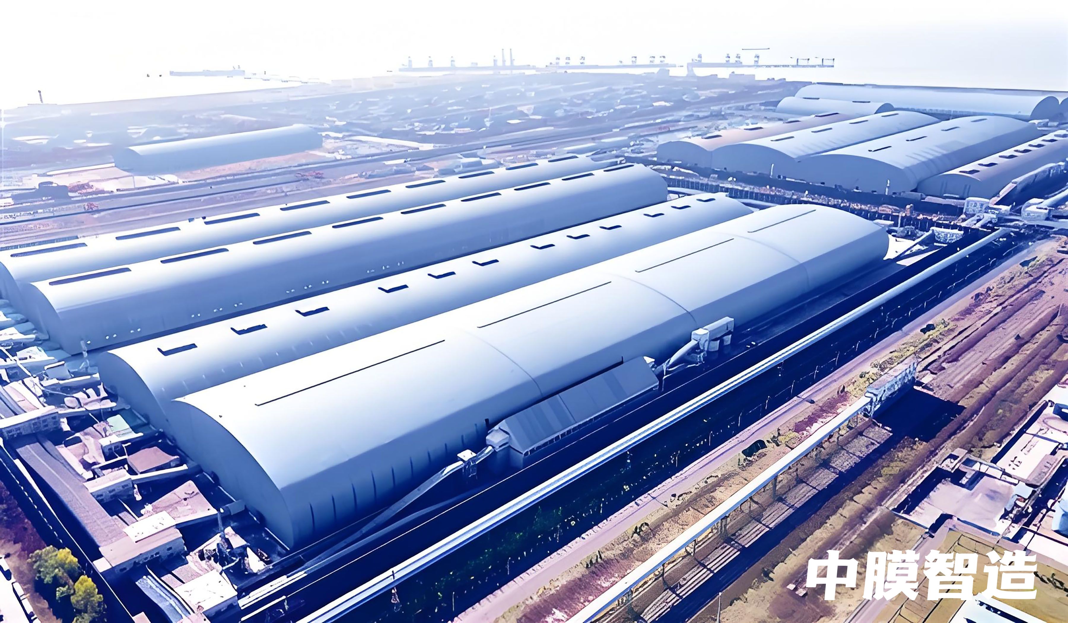 首钢京唐矿料场大棚｜全球最大双连跨PVDF膜材工业料场封闭工程档案